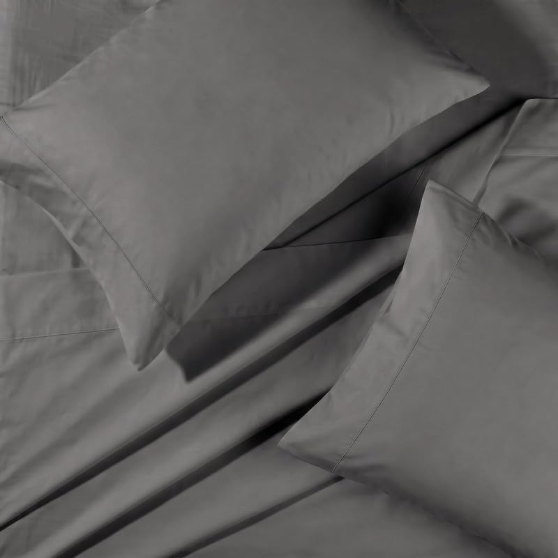 BIOWEAVES 100% Organic Cotton Sheets, 300 Thread Count 4-Piece GOTS Certified Bed Sheet Set Fits Mattress Upto 17" Deep Pocket, Soft & Silky Sateen Weave (Full, Stone)