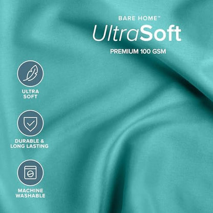 Bare Home Bed-in-A-Bag 5 Piece Comforter & Sheet Set - Twin XL - Goose Down Alternative - Ultra-Soft 1800 Premium Bed Set (Twin XL, Turquoise/Turquoise)