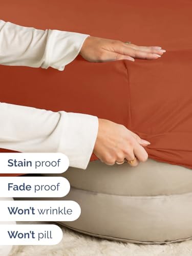 CGK Linens Deep Twin XL Fitted Sheet - Dorm Room Essentials - Terracotta