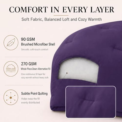 CozyLux Twin Comforter Set, 2 Pieces Down Alternative Bedding, Purple