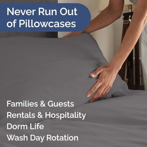 King Pillow Cases Set of 8 - Ultra Soft Cozy Pillowcase Covers - Dark Grey