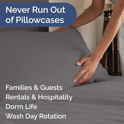 King Pillow Cases Set of 8 - Ultra Soft Cozy Pillowcase Covers - Dark Grey