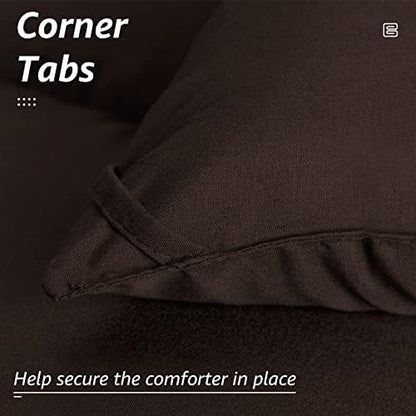 HYLEORY All Season Twin Size Bed Comforter - Cooling Goose Down Alternative Quilted Duvet Insert with Corner Tabs - Winter Warm - Machine Washable - Brown