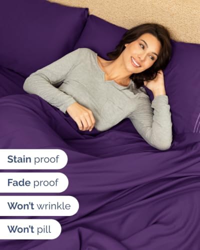 Flex Top Split Head King 6 Piece Sheet Set - Breathable & Cooling - Purple