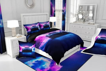 Erosebridal Boys Race Car Toddler Size Bedding Set,Extreme Sports Car Bed for Boys Kids,Purple Black Kids Racing Car Comforter,Cool Speed Luxury Car Decor Quilt Set Soft for All Season Bedroom Decor