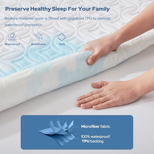 BEDLORE Waterproof Mattress Protector, Twin XL Size Mattress Pad