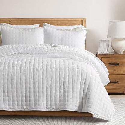 WDCOZY Cloud Soft Quilt Set, Twin Size, All White, 2 Pieces 68x90 inches