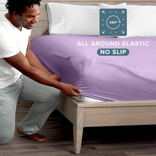 Bare Home Twin Fitted Sheet - 1800 Ultra-Soft (Twin, Lavender)