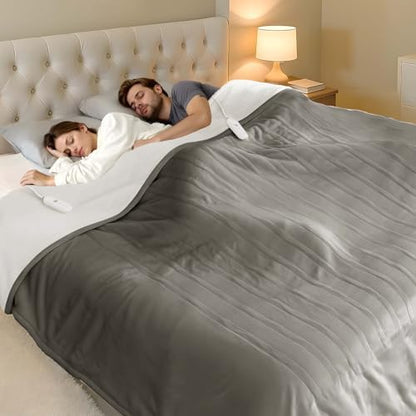 Heated Blanket Queen Size Dual Control Electric Blanket Queen, Grey