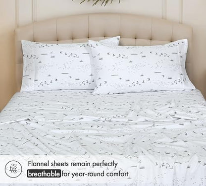 RUVANTI Flannel Sheets Twin Size, Sky Ballet