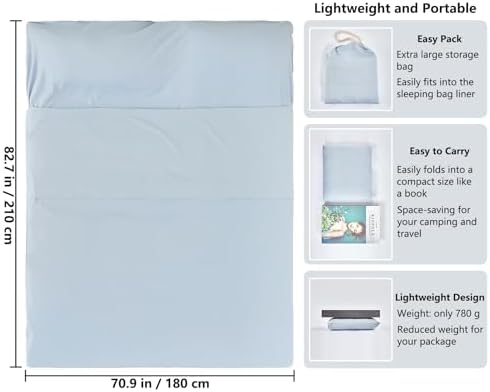 Sleeping Bag Liner, Ultralight & Compact Travel Sheet for Hotel