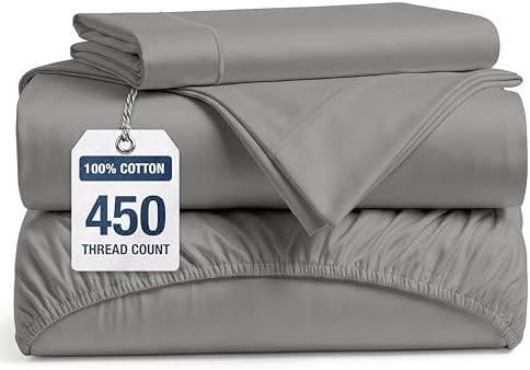 450TC 100% Long-Staple Cotton Twin XL Sheets - Soft Sateen Weave, Paloma