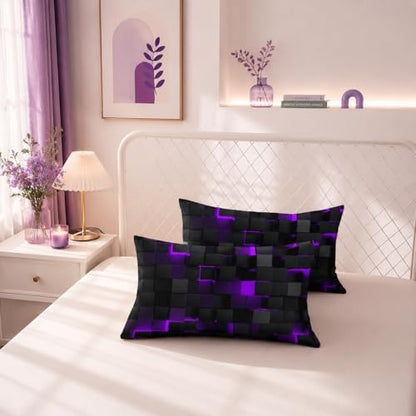 Geometric Violet Black Comforter Set,Light Honeycomb 3 Piece Bedding Set King Size for Teen Boys,Modern Bedding Quilt Set Geometry Decor,Microfiber Lightweight 1 Comforter 2 Pillowcases All Season