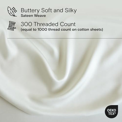 DOZ Duvet Cover Set, 100% Viscose derived from Bamboo, Organically Grown, Buttery Soft, Cooling Duvet Covers, High GSM, 1 Duvet Cover and 1 Pillowcase, 70"x90" (Ivory, Twin/Twin XL)