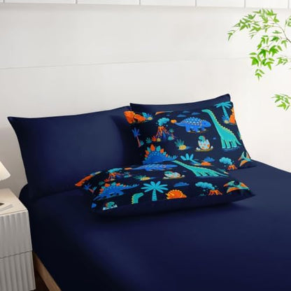 HOSIMA Cute Dinosaur 7 Pieces King Bedding Set for Kids Boys Room Decor.