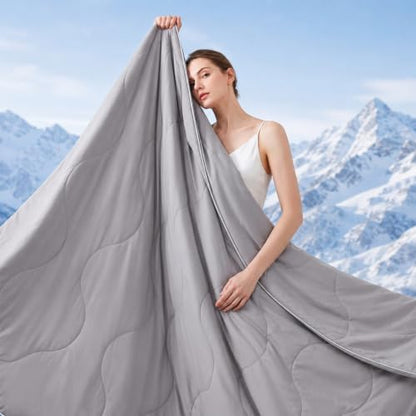 ELNIDO QUEEN Cooling Comforter for Hot Sleepers, Summer Cooling Blanket King Size for Night Sweats, Breathable All-Season Lightweight Blanket, (106x90 inch，Grey