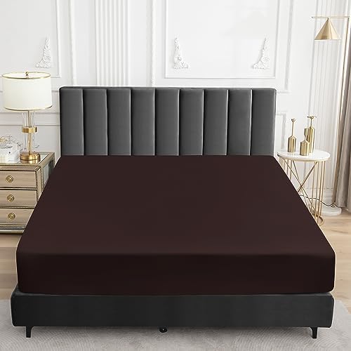 Sufdari Twin XL Mattress Protector,Waterproof Mattress Protector,Fitted Sheet Style Mattress Cover with 18" Deep Pocket,Washable and Comfortable-Chocolate,Twin XL