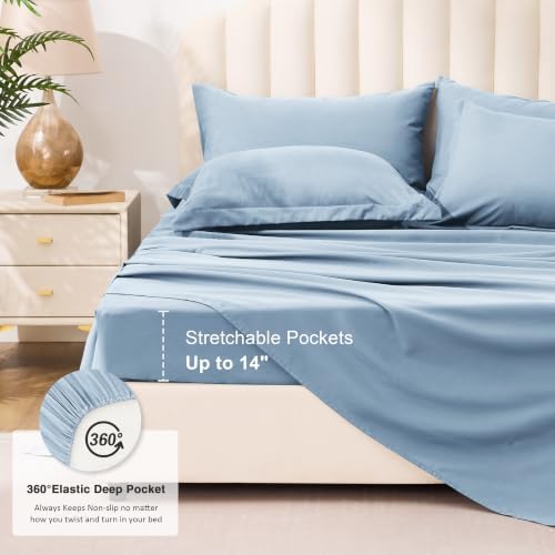 Love's cabin Plaid Twin Comforter Set, Light Blue