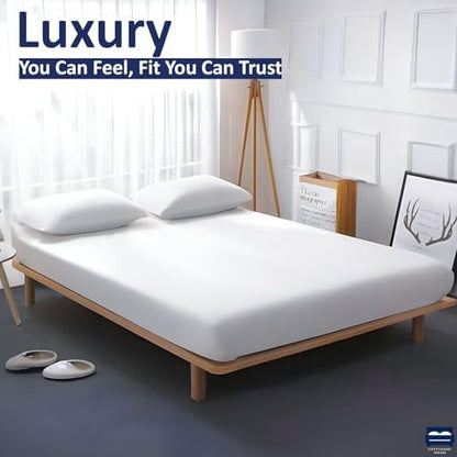 1 Piece Queen Size Fitted Sheet Only, 15-Inch Deep Mattress, White Solid