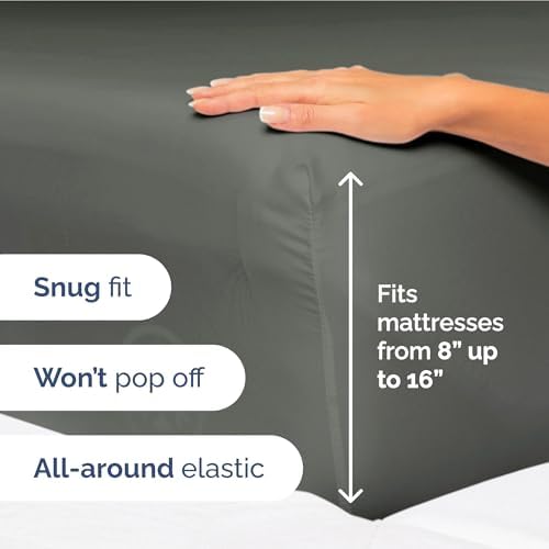 Twin XL Size 3 Piece Sheet Set - Soft & Cooling Sheets - Dark Slate Grey