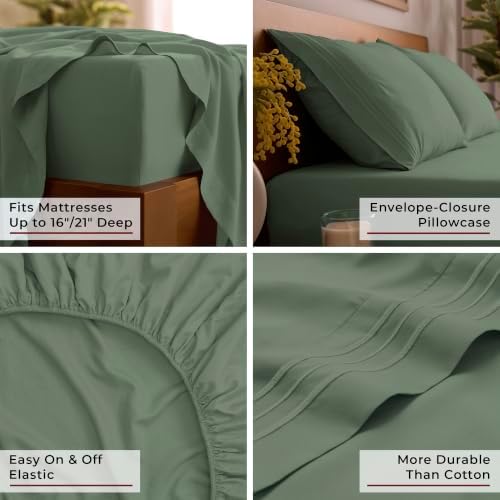 Mellanni Iconic 4-Piece, Ultra Soft Sheet Set (California King, Sage)