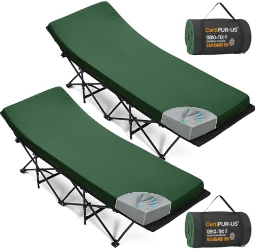 CYMULA Camping Cot Pad 2 Inch Memory Foam, Pad Only,Camping Pad for Folding Cot and Foldable Cot, Portable Roll Up Camp Gear for Car Camping Travel Tent, Non-Slip Waterproof Bottom, Removable Cover
