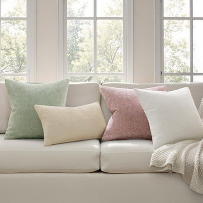 MIULEE Decorative Couch Throw Pillow Covers 18x18 Inch Neutral Cream 2 Pack