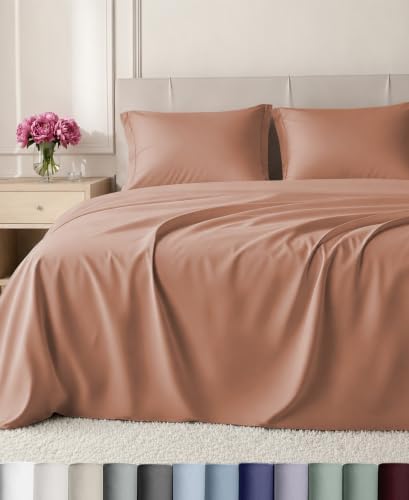 California Design Den 800 Thread Count Cotton Bed Sheets King, Fresh Clay