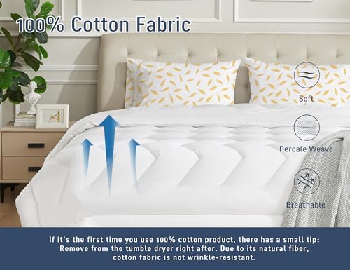Pillow Cases King Size 100% Cotton Percale Set of 2, Golden Leaf
