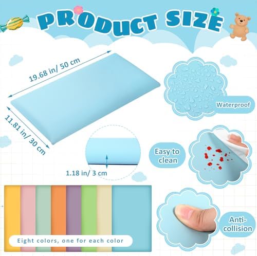 Hahafelt 8 Pack Wall Padding Headboard 19.69" x 11.81" x 1.18" Fresh Colors