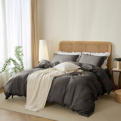 Talasily 100% French Linen Cal King Duvet Cover Set, Organic Linen