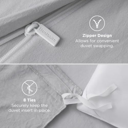 Bedsure Prewashed Twin Duvet Cover, Cotton-Like Bedding Set, Light Grey