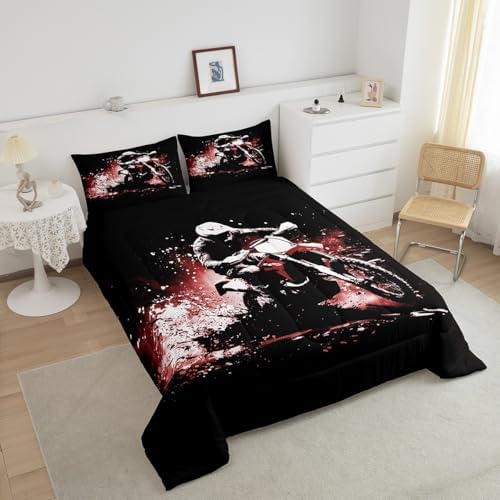 Feelyou Dirt Bike Queen Size Comforter Set for Kids Boys Girls Decor