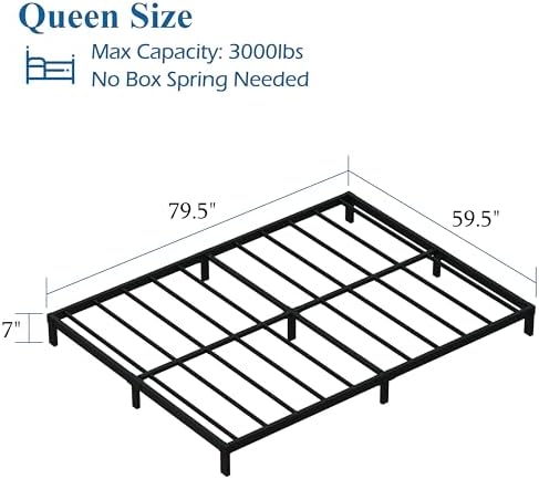 DiaOutro 7 Inch Queen Bed Frame Heavy Duty Low Profile Metal Platform