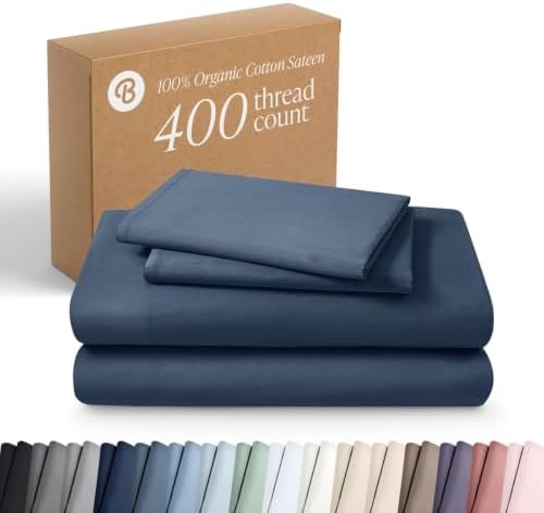 Bare Home 100% Organic Cotton Sateen Sheet Set (Cal King, Bering Sea)