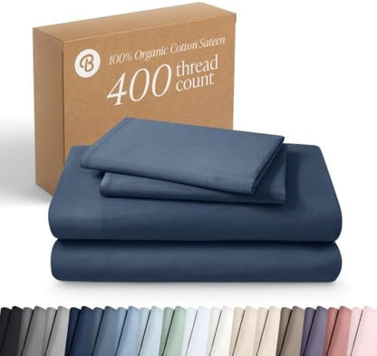 Bare Home 100% Organic Cotton Sateen Sheet Set (Cal King, Bering Sea)