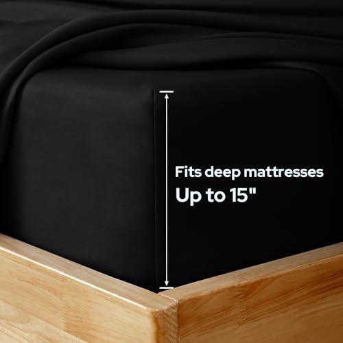 HOMEIDEAS Full Size Bed Sheets - 6 Piece Set (Black) - Extra Soft Brushed Microfiber 1800 Bedding Sheets, Deep Pocket, Wrinkle & Fade Free