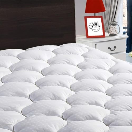 Cotton California King Mattress Pad Fitted Quilted Mattress Cover,White