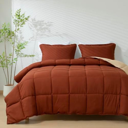 HIG 3pc Terracotta Queen Size Bedding Comforter Set Duvet Insert Blanket