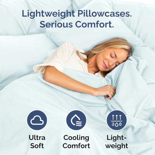 Standard Pillow Cases Set of 6 - Ultra Soft Pillowcase Covers - Ice Blue