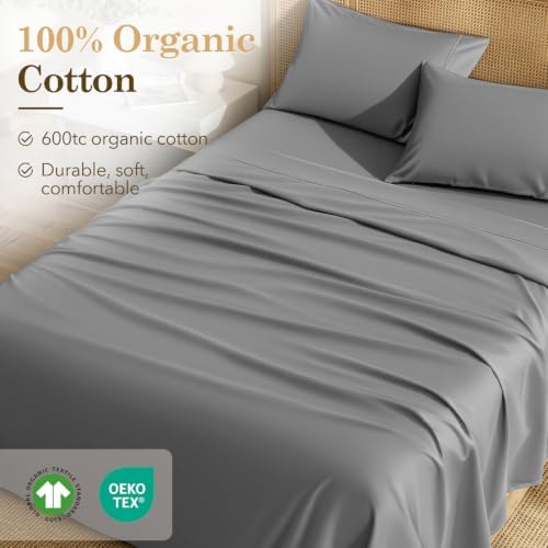 SONORO KATE 600 Thread Count 100% Organic Cotton Queen Size Sheet Set