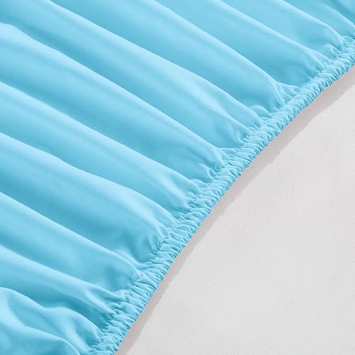 Elegant Comfort 1500 Premium Hotel Quality 18-24 Inches Deep - Extra Deep Pocket Single Fitted Sheet for High Mattress, Luxury and Softest, Smart Pocket - Wrinkle Free, Queen, Aqua Blue