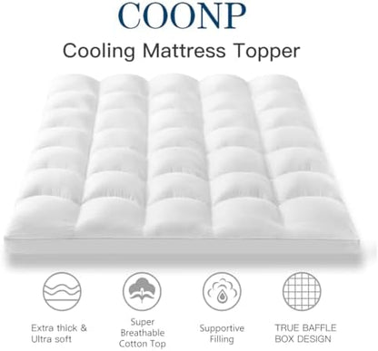COONP Super Queen Mattress Topper, Cotton Thick Pillow Top Mattress Pad