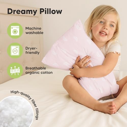 2pk Toddler Pillows 2 Year Old to 5,13x18 Kids Pillow (Pastel Rainbow)