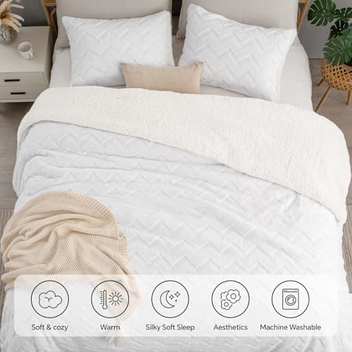 BEDELITE Fluffy Sherpa Twin Comforter Set,White
