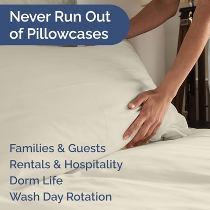 King Pillow Cases Set of 6 - Ultra Soft Cozy Pillowcase Covers - Wheat