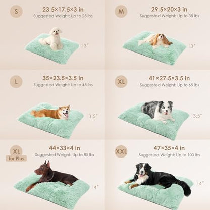 EHEYCIGA Fluffy Dog Crate Bed, Plush XX Large Dog Pillow, Apple Green