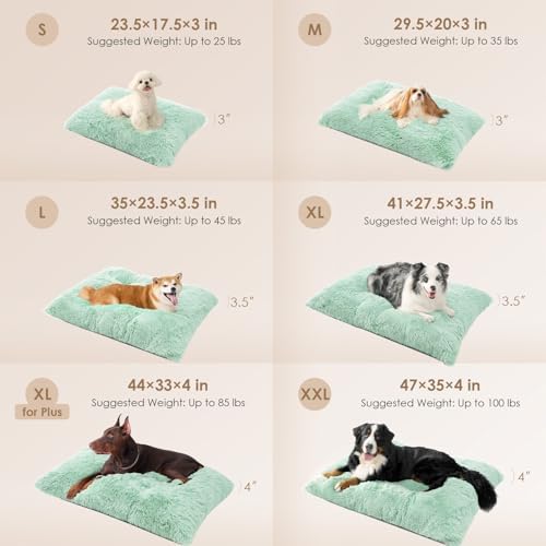 EHEYCIGA Fluffy Dog Crate Bed, Plush Extra Large Dog Pillow, Apple Green