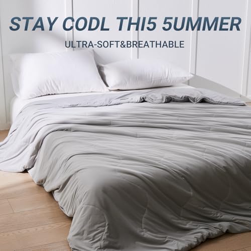 Cooling Comforter King Size, Summer Cooling Blankets for Hot Sleepers and Night Sweats, Lightweight Breathable Cooling Comforter Bedding for Sofa, Bed, Camping, Office