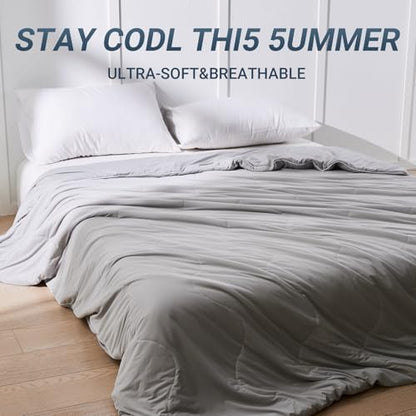 Cooling Comforter King Size, Summer Cooling Blankets for Hot Sleepers and Night Sweats, Lightweight Breathable Cooling Comforter Bedding for Sofa, Bed, Camping, Office